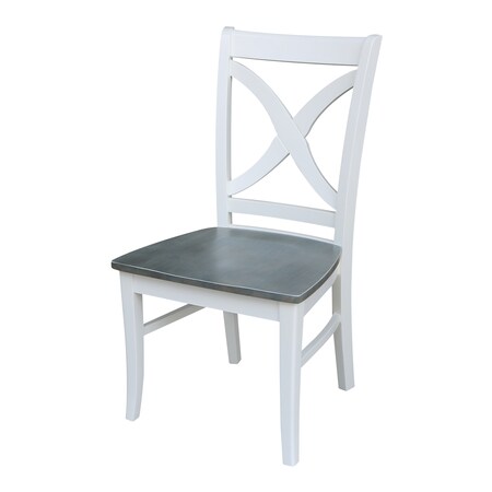 International Concepts Set of 2 Vineyard Curved X Back Chairs, White/Heather gray C05-14P